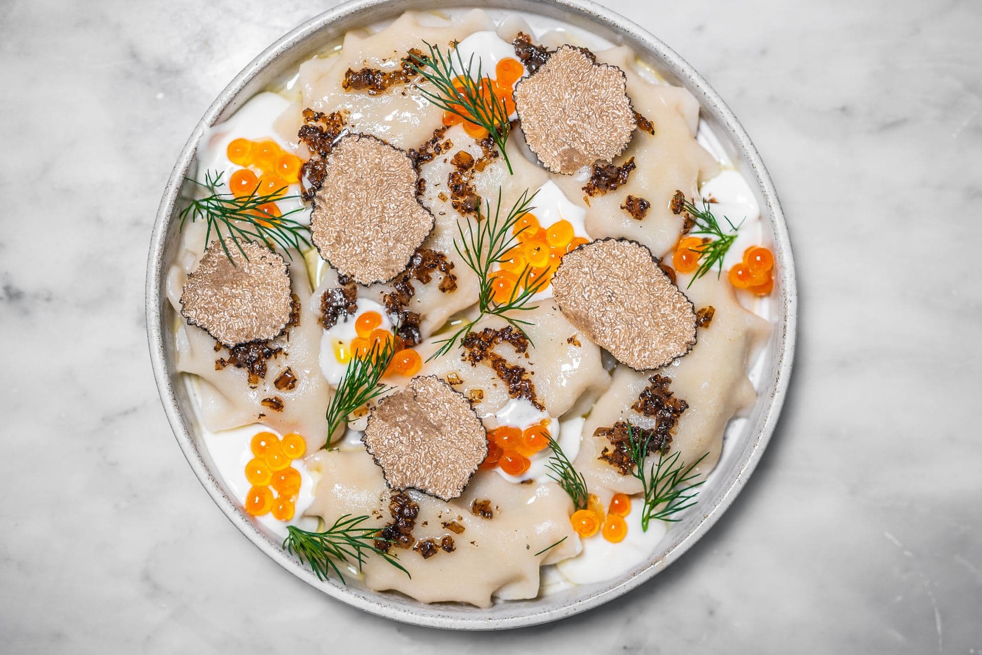 Truffle Pierogies & Ikura