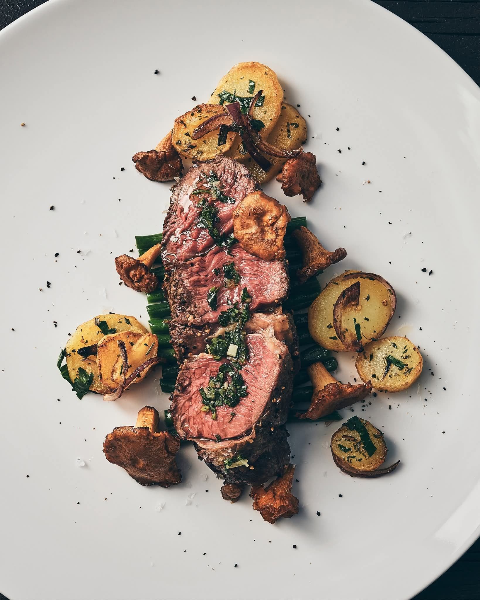 Austrian Veal with Roasted Potatoes and Chantarelle demi-glace