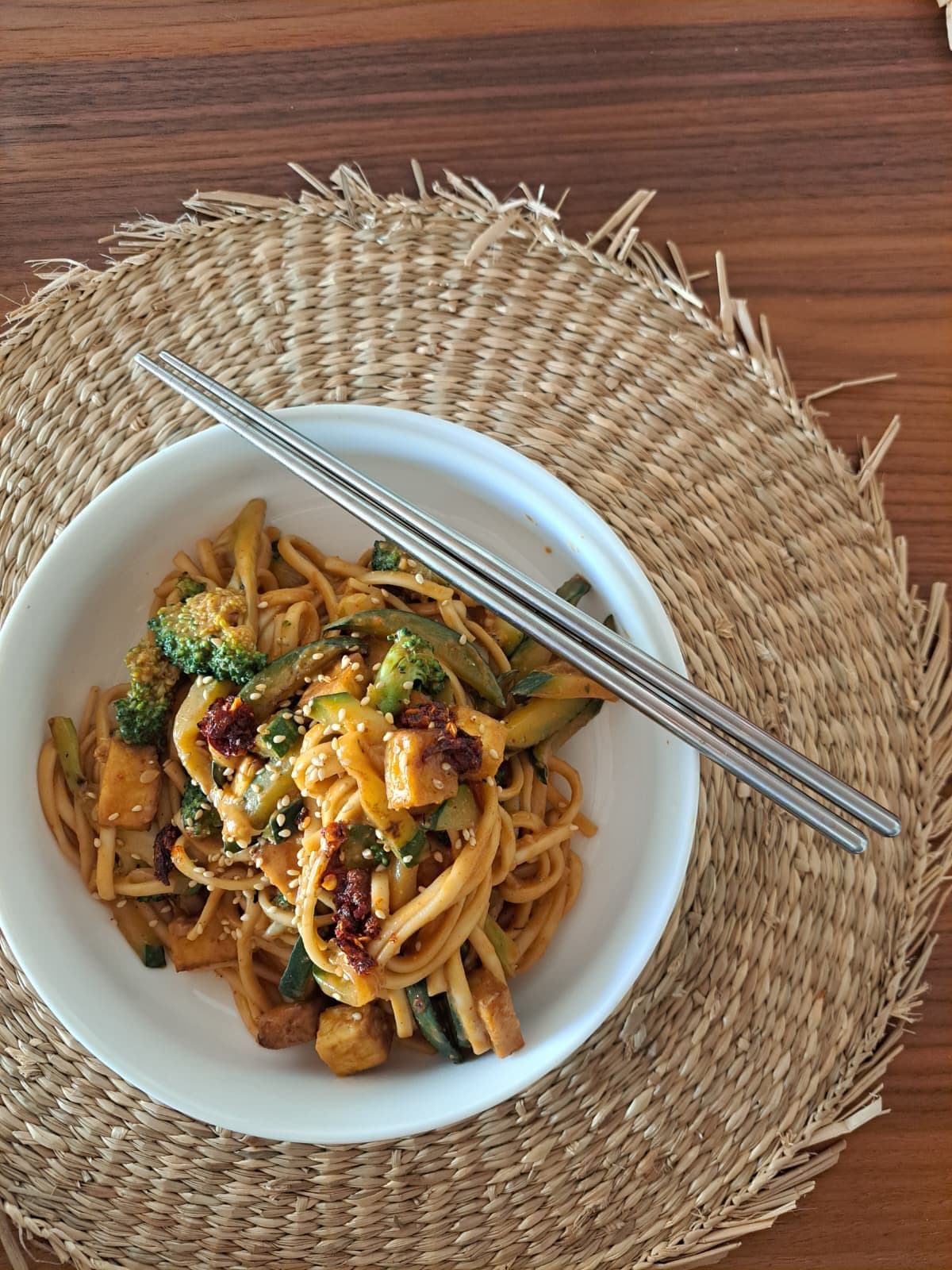 Asian Noodles with Zucchini and Tofu