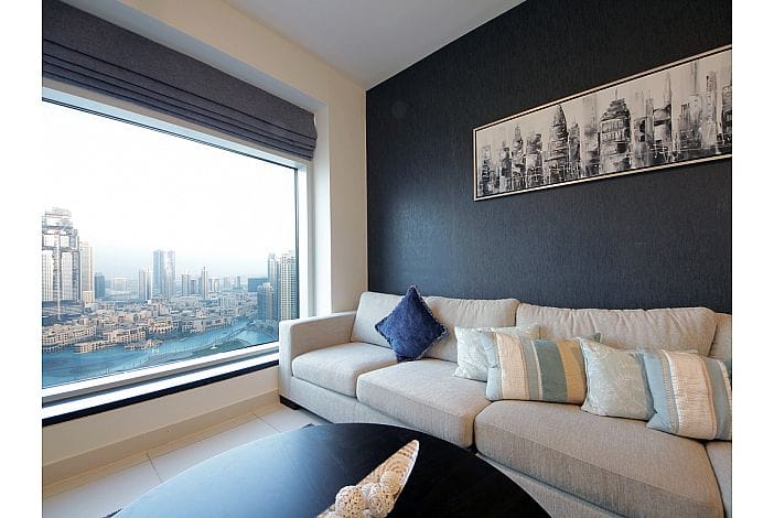 Startling views of dancing fountain, Burj Khalifa, Opera in The Lofts DownTown — luxury villa photo 2