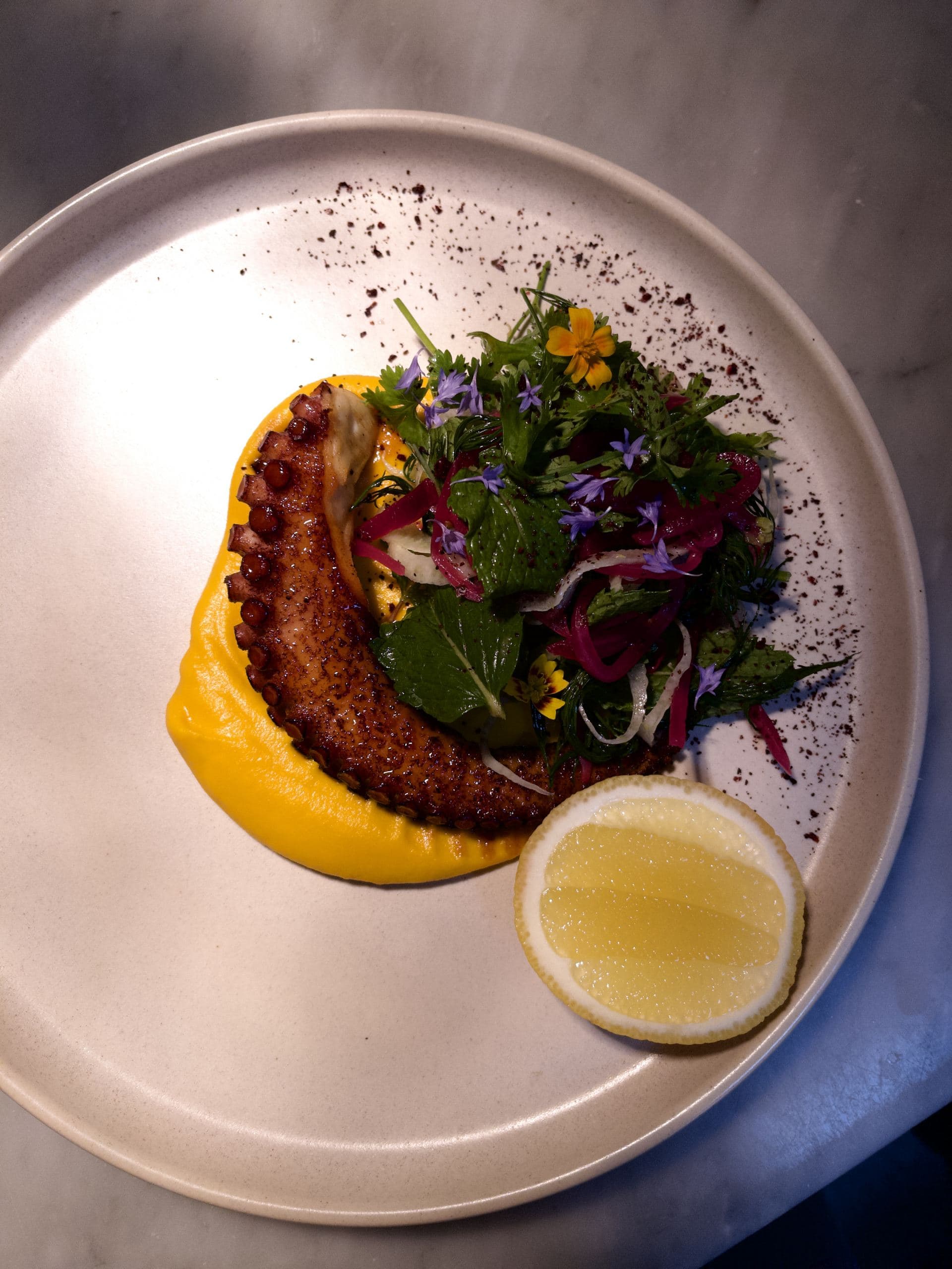 Charred Octopus with Aji Amarillo Carrots