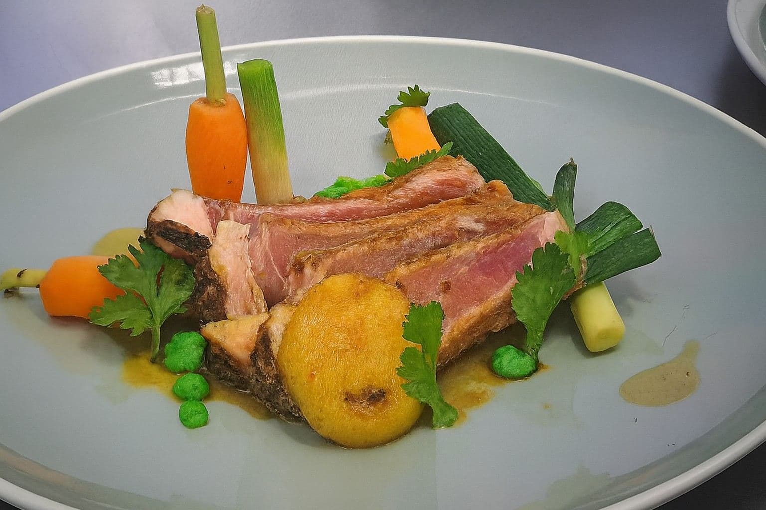 Seared Duck Breast with Garden Vegetables