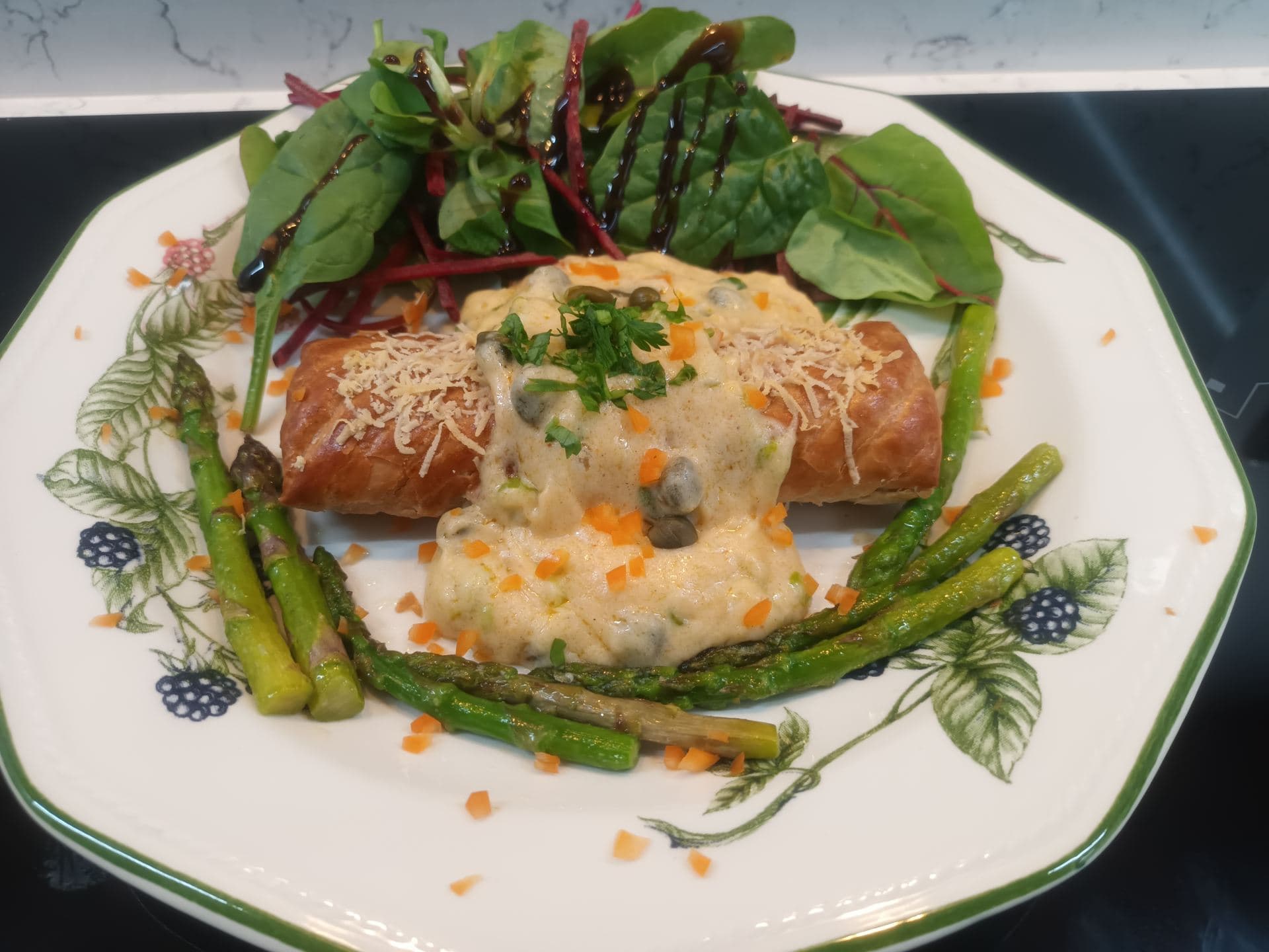 Signature Sausage Roll with Blue Cheese Sauce