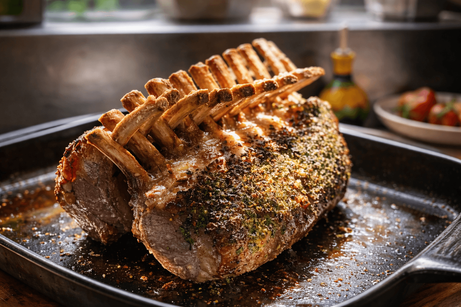 Lamb chops in the oven with aromatic crust