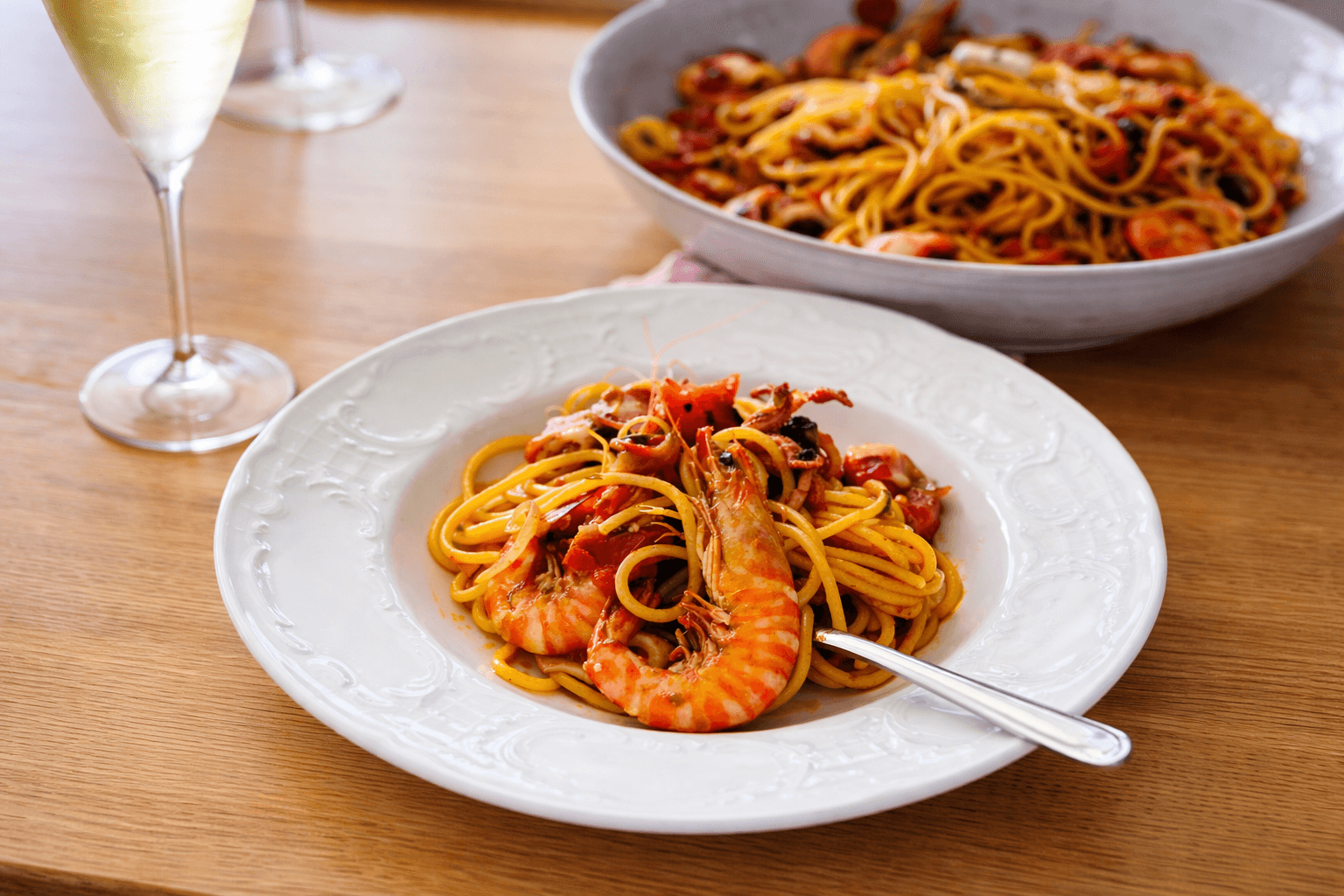 Seafood pasta Italian flavor