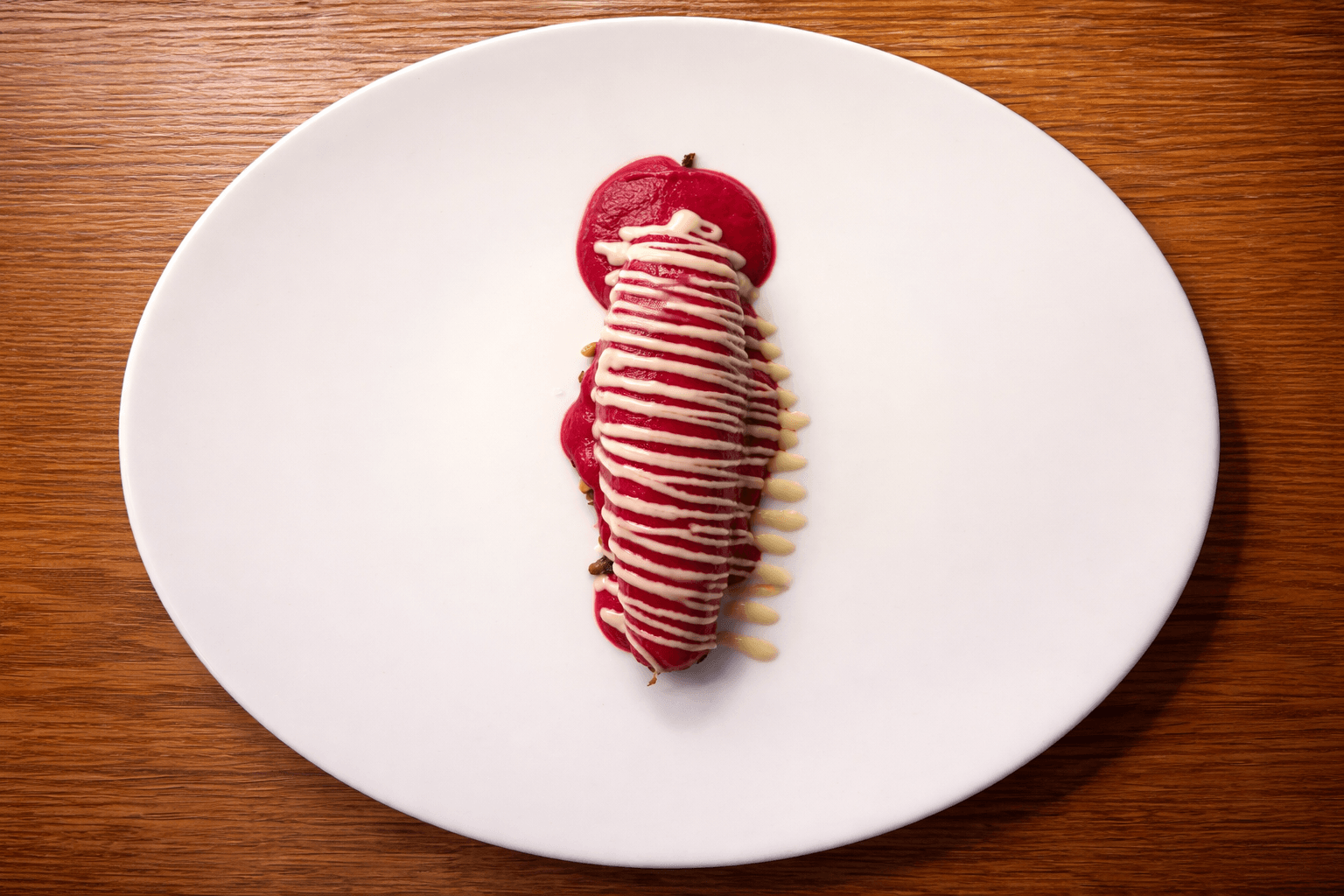 Maple-Braised Endive, Beetroot, Pine Nut Butter, Raisin Crumble